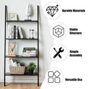 Multipurpose 4-Tier Industrial Leaning Wall Bookcase with Metal Frame by LJGDeals