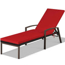 Patio Rattan Lounge Chaise Recliner with Back Adjustable Cushioned by LJGDeals