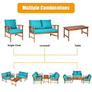 4-Piece Acacia Wood Patio Conversation Set with Cushions by LJGDeals
