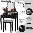 Vanity Dressing Table Set with 10 Dimmable Bulbs and Cushioned Stool by LJGDeals