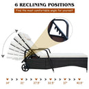 Outdoor Recliner Cushioned Chaise Lounge with Adjustable Backrest by LJGDeals