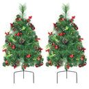 Set of 2 29 Inch Battery Powered Pre-lit Pathway Holiday Christmas Trees by DirectDeals
