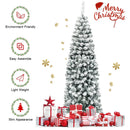 6 Feet Unlit Hinged Snow Flocked Artificial Pencil Christmas Tree with 500 Branch Tip by LJGDeals