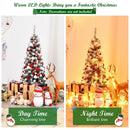 4.5 Feet Pre-Lit Snow Flocked Pencil Christmas Tree with 150 LED Light by LJGDeals
