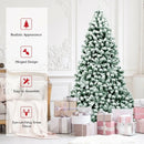 7.5 Feet Pre-Lit Premium Snow Flocked Hinged Artificial Christmas Tree with 550 Lights by LJGDeals