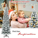 7.5 Feet Unlit Hinged Snow Flocked Artificial Pencil Christmas Tree with 641 Tips by LJGDeals