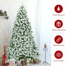 7.5 Feet Snow Flocked Artificial Christmas Tree Hinged with 1346 Tip and Foldable Base by DirectDeals