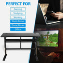 Pneumatic Height Adjustable Gaming Desk T Shaped Game Station with Power Strip Tray-Black by LJGDeals