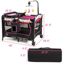 3-in-1 Convertible Portable Baby Playard with Music Box and Wheel and Brakes