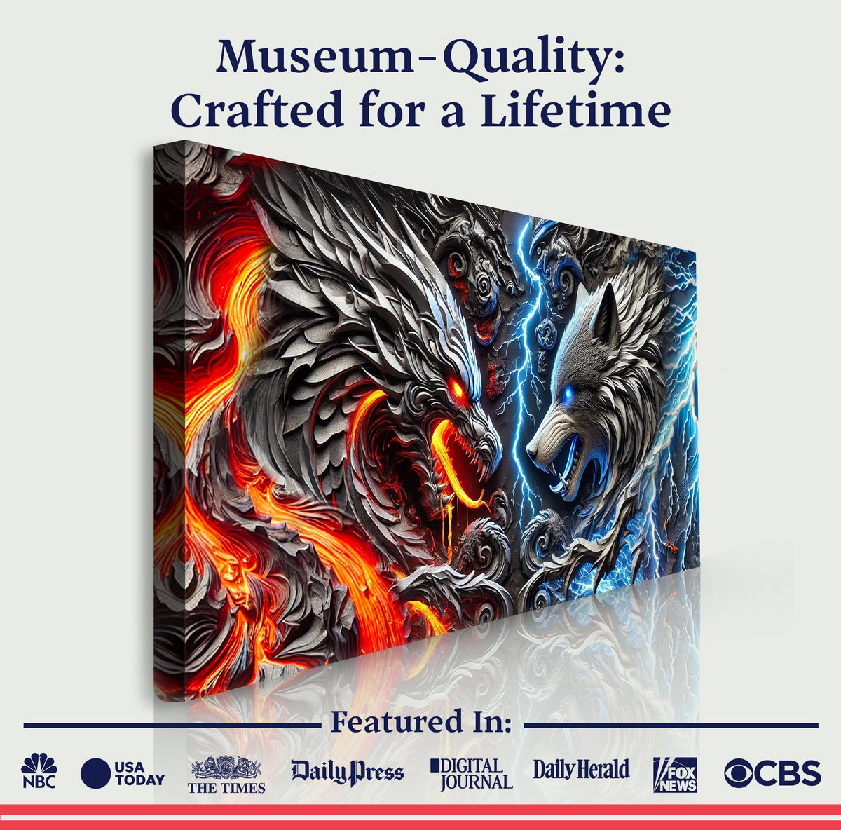 3D Dragon and Wolf Wall Art IV, photo 6 of 10