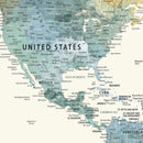 Detailed Custom World Map Print – Framed Custom Push Pin