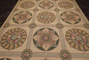9x12 Beige Hand Hooked 100% Wool Traditional French Aubusson Oriental Area Rug