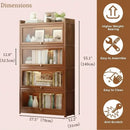 Tall Bamboo Bookshelf with Acrylic Doors, 4 Tier Storage Cabinet by 2Dropme