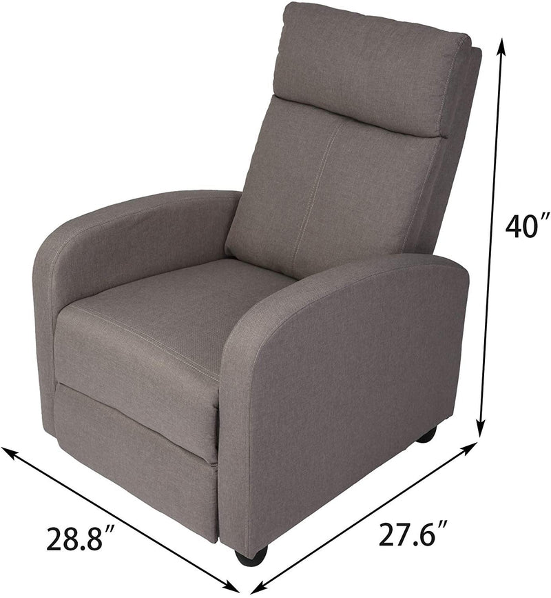 Fabric Recliner Chair Adjustable Single Sofa Home Theater Seating Recliner Reading Sofa for Living Room & Bedroom, Grey