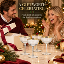 The Wine Savant Gold Rim Glasses 6 oz, Set of 4 Gold Rim Classic Manhattan Glasses