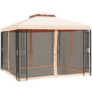 10 x 10 Feet 2-Tier Vented Metal Canopy with Mosquito Netting by LJGDeals