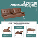 Convertible Folding Leather Futon Sofa with Cup Holders and Armrests by LJGDeals