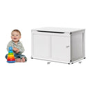 Safety Hinge Wooden Chest Organizer Toy Storage Box-White