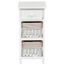 2 Pieces Bedroom Bedside End Table with Drawer Baskets-White by LJGDeals