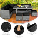 7 Pieces Patio Rattan Dining Furniture Sectional Sofa Set with Wicker Ottoman by LJGDeals