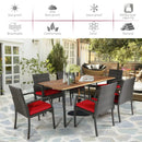 7Pcs Patio Rattan Cushioned Dining Set with Umbrella Hole by LJGDeals