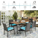 7Pcs Patio Rattan Cushioned Dining Set with Umbrella Hole by LJGDeals