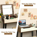 Vanity Table Set with Flip Top Mirror and Padded Stool-Brown by LJGDeals