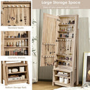 2-in-1 Wooden Cosmetics Storage Cabinet with Full-Length Mirror and Bottom Rack by LJGDeals