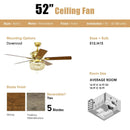 52 Inch Retro Ceiling Fan Light with Reversible Blades Remote Control by LJGDeals