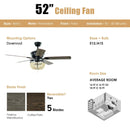 52 Inch Retro Ceiling Fan Light with Reversible Blades Remote Control by LJGDeals