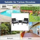 3 Pieces Outdoor Rattan Patio Conversation Set with Seat Cushions by LJGDeals