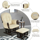 Wood Glider and Ottoman Set with Padded Armrests and Detachable Cushion by LJGDeals