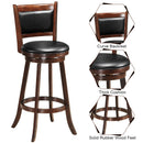 29 Inch Swivel Bar Height Stool Wooden Upholstered Dining Chair