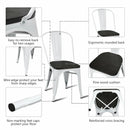 4 Pieces Tolix Style Metal Dining Side Chair Stackable Wood Seat by LJGDeals