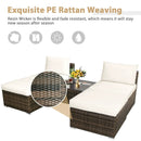 5 Pieces Patio Rattan Furniture Set with Cushioned Armless Sofa by LJGDeals