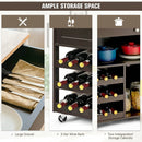 Kitchen Cart with Rubber Wood Top 3 Tier Wine Racks 2 Cabinets by LJGDeals