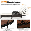 Outdoor Patio Wicker Chaise Lounge Chair with Adjustable Backrest and Pillow by LJGDeals