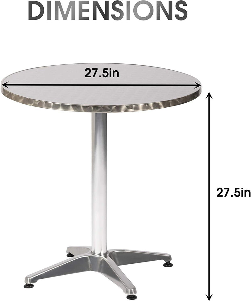 27.5" Round Aluminum Table Patio Backyard Bistro Table Anti-Rust Waterproof Outdoor Furniture, Living Room End Side Table