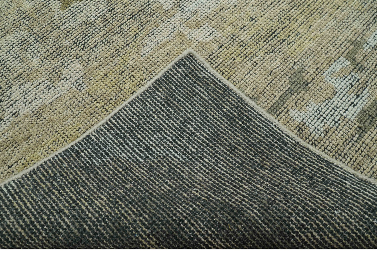 Brown and Silver Abstract Hand Knotted Custom Wool Area Rug - Contemporary Design, photo 3 of 11