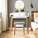 Wooden Makeup Dressing Mirror Table Set with Drawer by LJGDeals