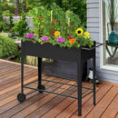 Raised Garden Bed Elevated Planter Box on Wheels Steel Planter with Shelf-Black by LJGDeals