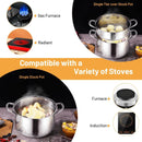 2-Tier Steamer Pot Saucepot Stainless Steel with Tempered Glass Lid by LJGDeals