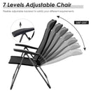 2 Pcs Portable Patio Folding Dining Chairs with Headrest Adjust for Camping -Black by LJGDeals
