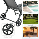 Patio Lounge Chair with Wheels Neck Pillow Aluminum Frame Adjustable-Gray by LJGDeals