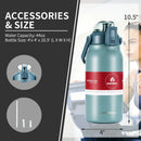 44oz Vacuum Insulated Leakproof Stainless Steel Sports Water Bottle-Gray by LJGDeals