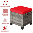 2 Pieces Patio Rattan Ottoman Seat with Removable Cushions-Navy by LJGDeals