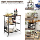 3-Tier Kitchen Serving Cart Utility Standing Microwave Rack with Hooks by LJGDeals
