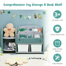 Kids Toy Storage Organizer with 2-Tier Bookshelf and Plastic Bins by LJGDeals