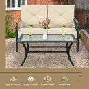 2 Pieces Patio Outdoor Cushioned Sofa Bench with Coffee Table-Beige by LJGDeals