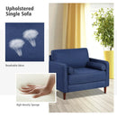 Accent Oversized Linen Club Armchair with Pillows and Rubber Wood Legs by LJGDeals